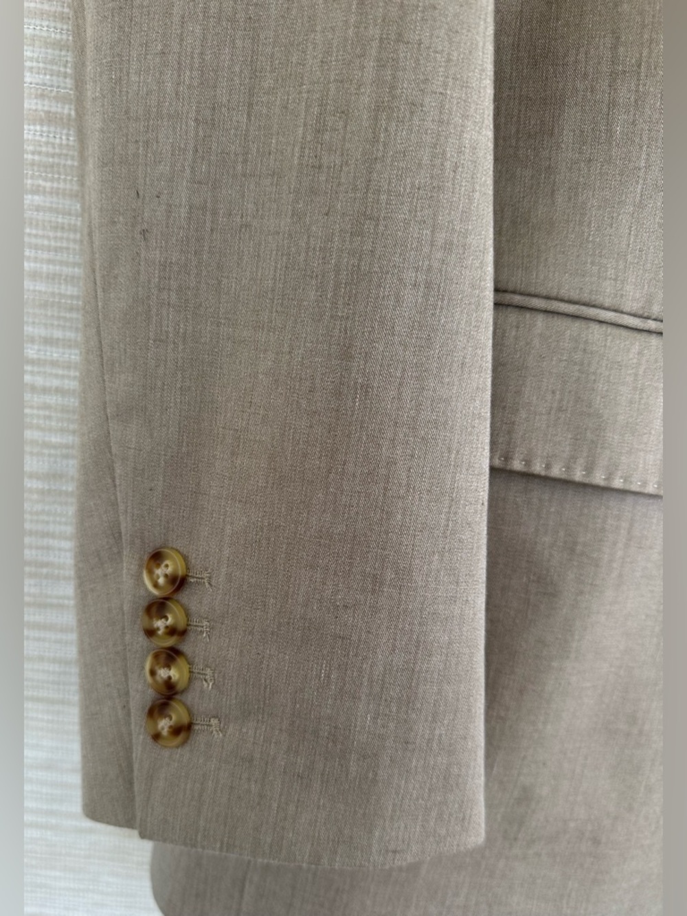 Classic Perry Ellis Two-Button Suit Jacket/ Blazer Light Tan or Khaki color - Picture 7 of 17